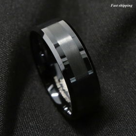 8Mm ATOP Brushed Center black Tungsten Carbide ring Wedding Band Mens Jewelry