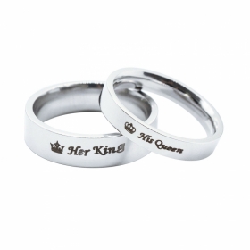 Her King His Queen Engraved Stainless Steel Pendant For Lovers Promise Rings